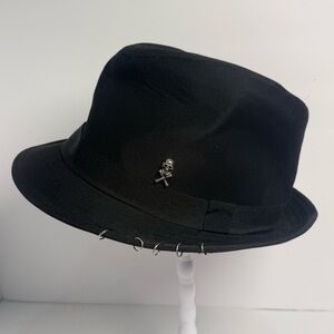 Concept One Accessories Hat Metal Punk Skull Fedora Style Gothic Black Emo M/L